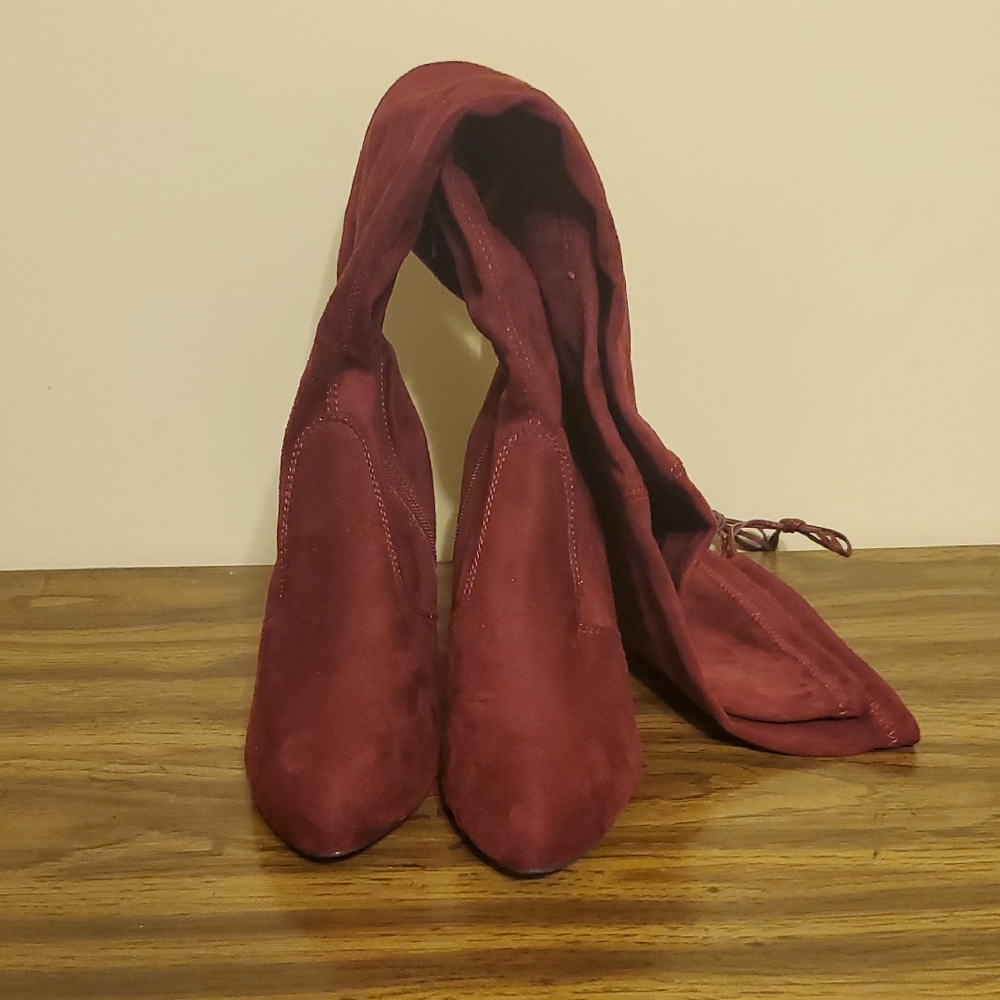 Burgundy Over-the-Knee Boots